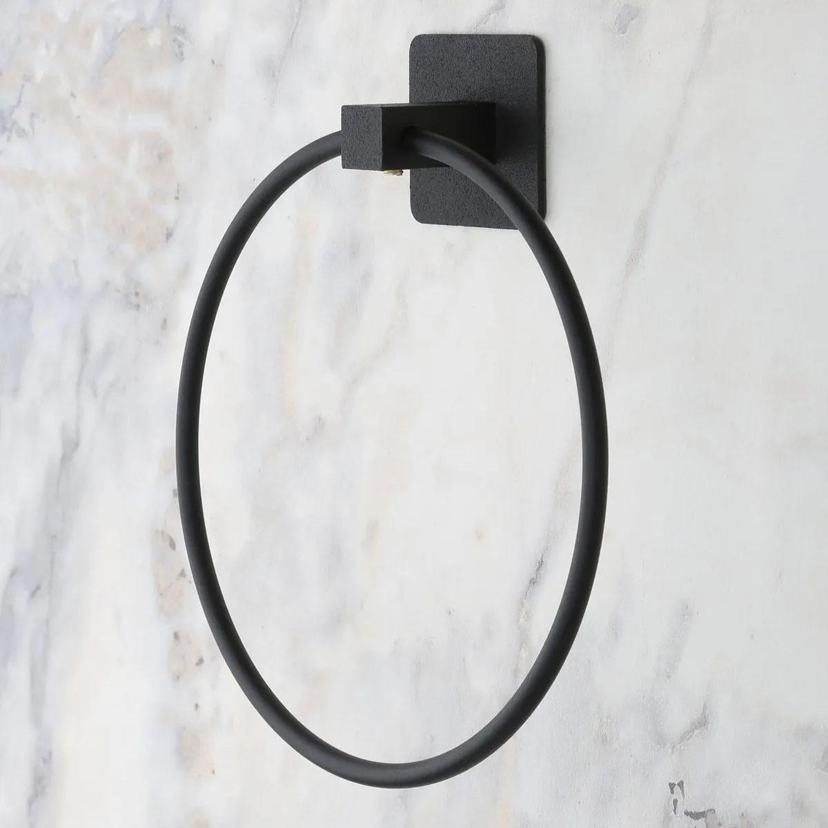 Selbstklebender schwarzer Edelstahl-Rundhandtuchhalter (5563) #2