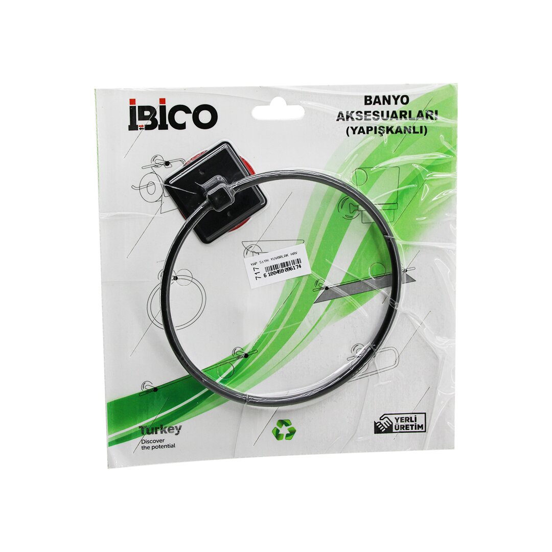 SİYAH   YUVARLAK  METAL  HAVLULUK   YAPIŞKANLI MONTAJ BNY-71