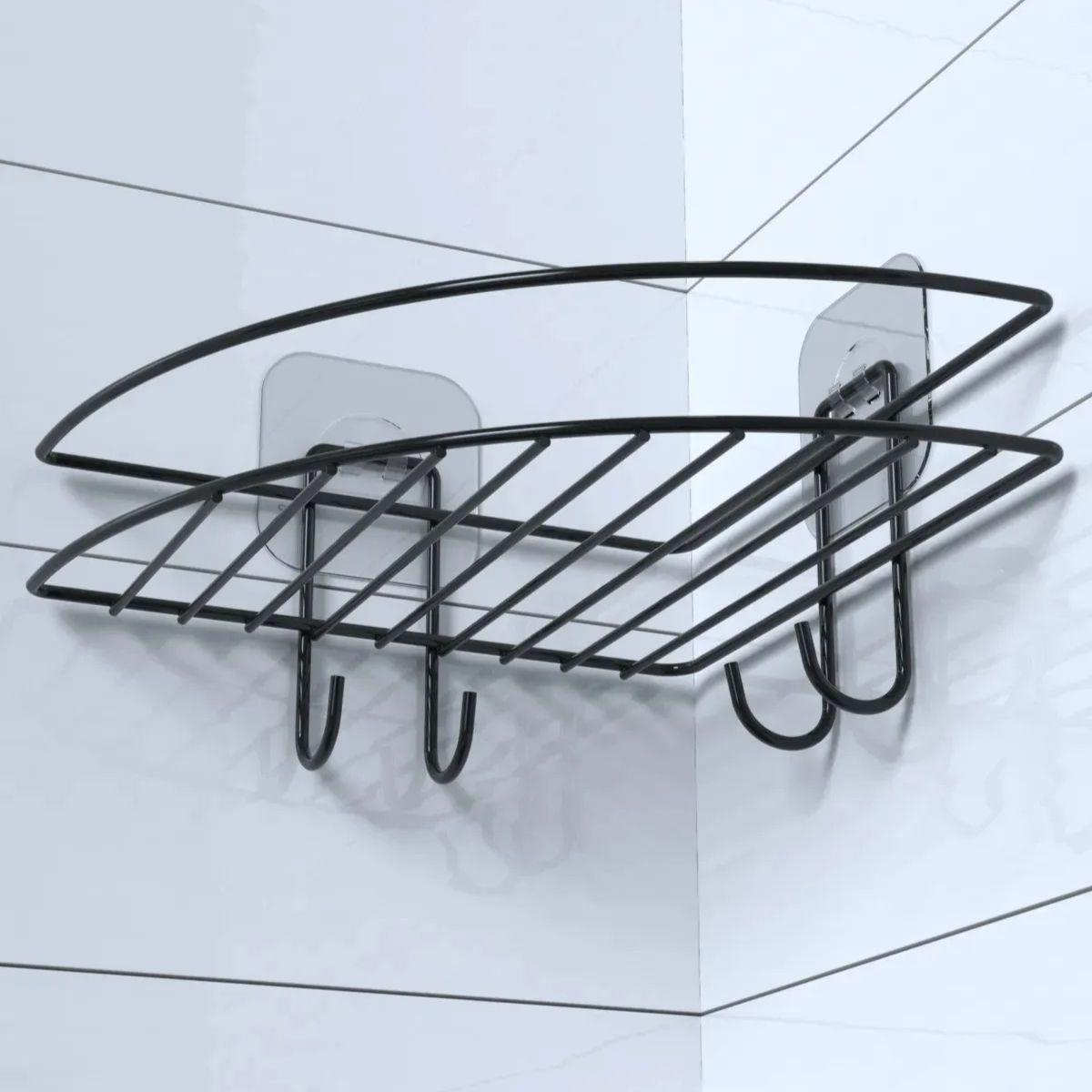 Selbstklebbare Badezimmerecke mit Haken - Eckregal Duschorganizer #2