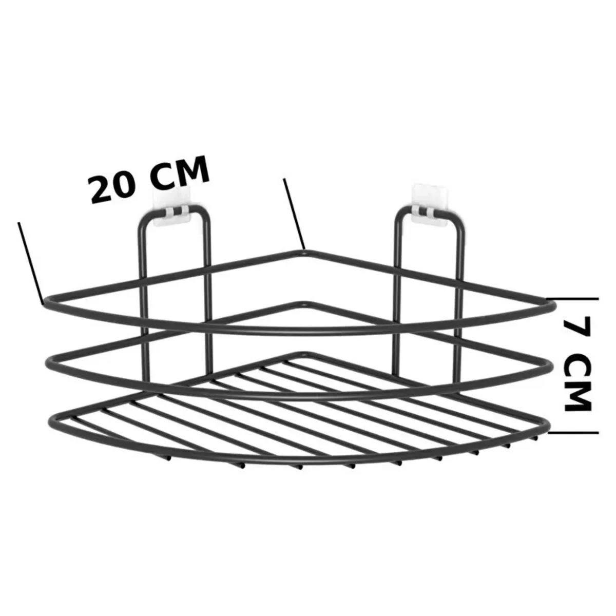 Kendiliğinden Yapışkanlı Montaj Gerektirmeyen Tek Katlı Banyo Askı Köşe Şampuanlık Siyah (5563) #5