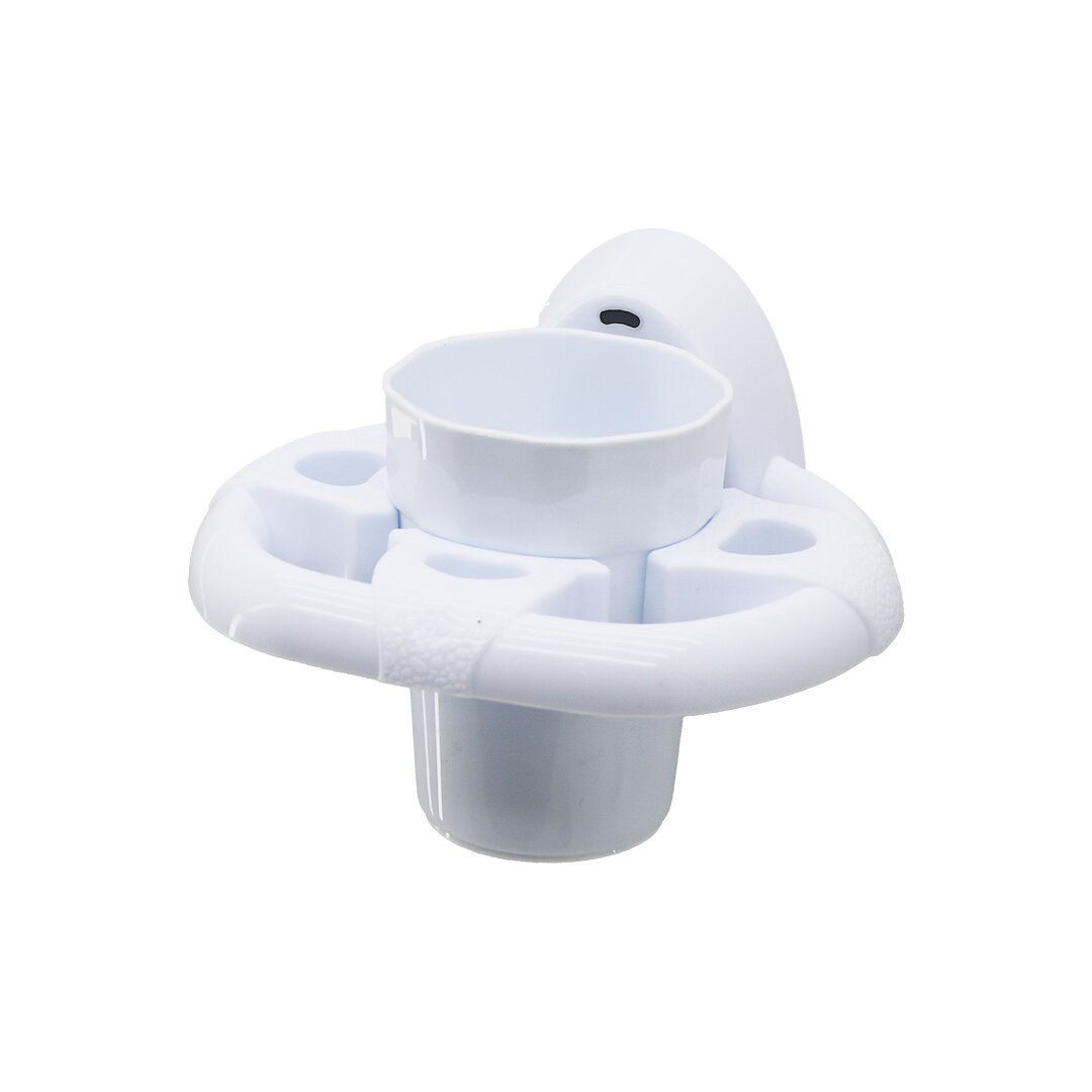White Plastic Adhesive Toothbrush Holder - Wall Mount (5563)