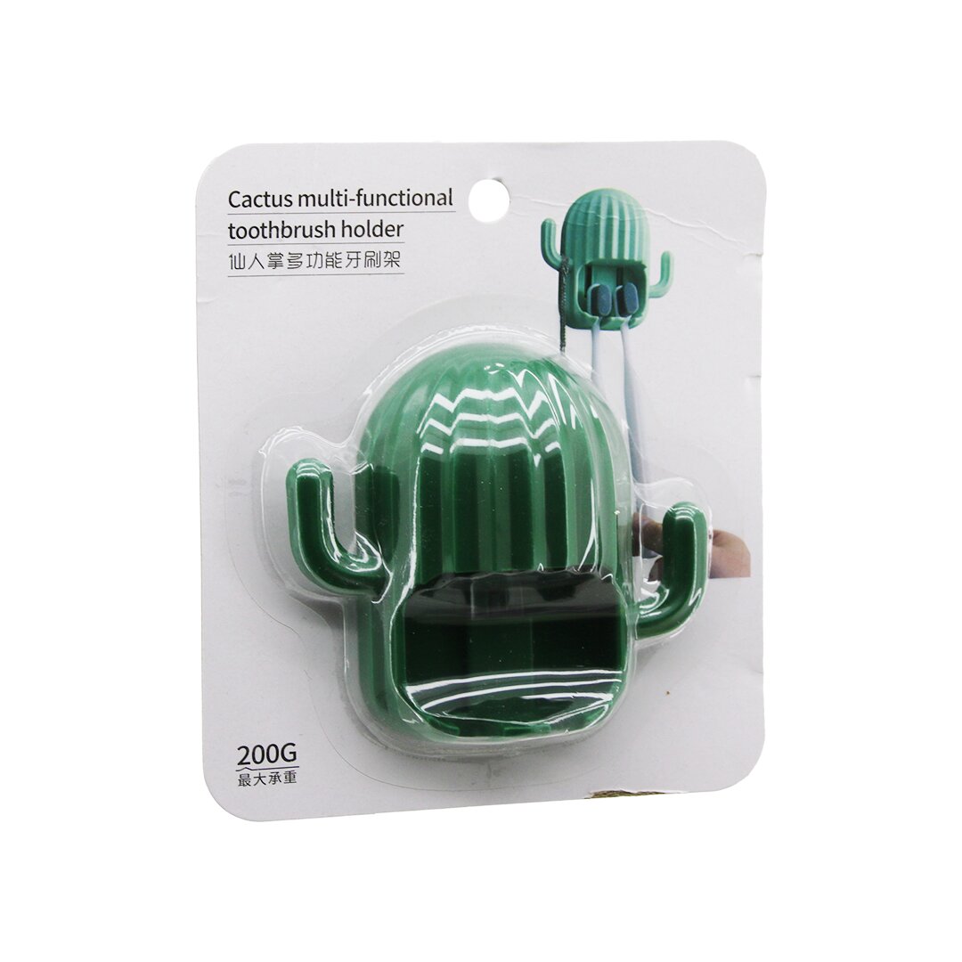 Cactus Model Toothbrush Holder - 2-Arm Adhesive Mount (5563)