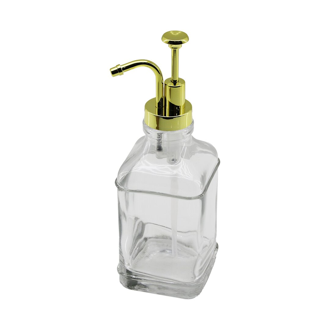 Square Glass Bottle - Clear Liquid Soap Dispenser 500ML Pump #2