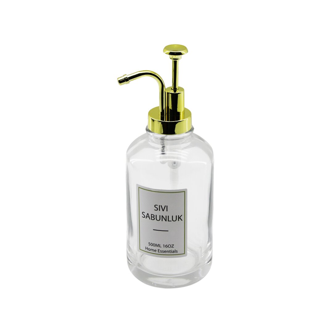 Round Glass Bottle - Clear Liquid Soap Dispenser 500ML Pump