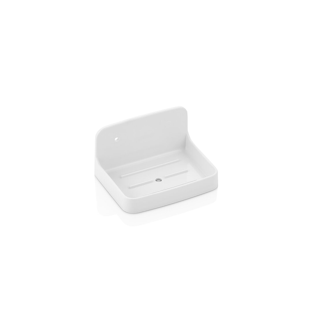 ZEN Solid Soap Dish White Hard Plastic Adhesive Wall Mount (