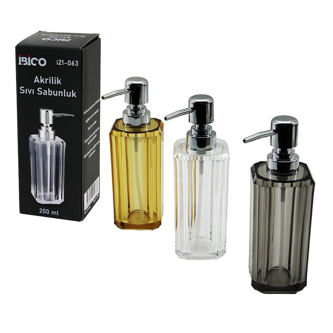 Clear Octagonal Body Liquid Soap Dispenser 200ML - Colored A