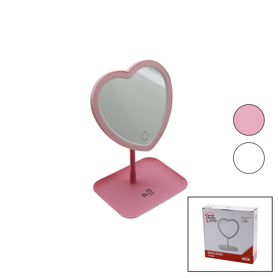 KALPLİ 7 İNÇ LEDLİ - USB ŞARJLI MAKYAJ AYNASI 90 DERECEAYARLI TAKILIKLI AYAK RENKLİ PLS. (5563)