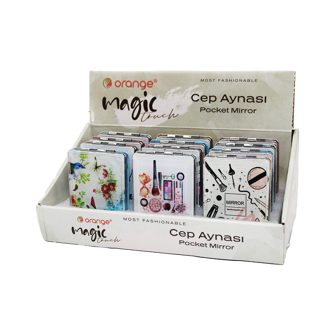 SULU SiMLİ KAPAKLI DİKDÖRTGEN CEP MAKYAJ AYNASI (5563)