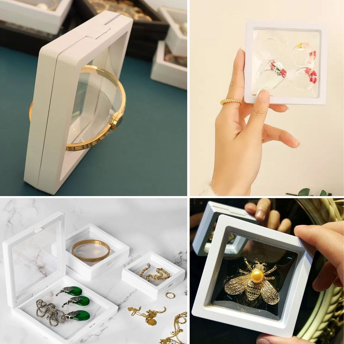 7x7 cm Stand 3D Jewelry Display Box Clear Film Frame (5563) #2