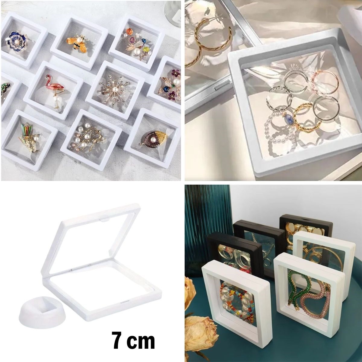 7x7 cm Stand 3D Jewelry Display Box Clear Film Frame (5563) #4