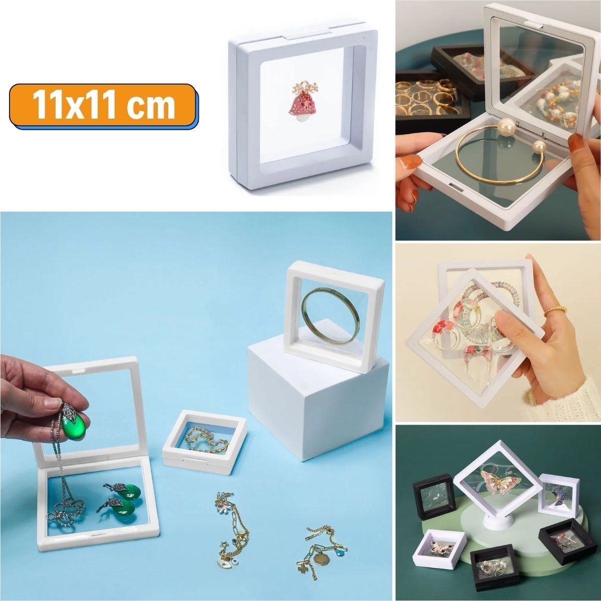11x11cm Stand 3D Jewelry Storage Box Clear Film Frame (5563)