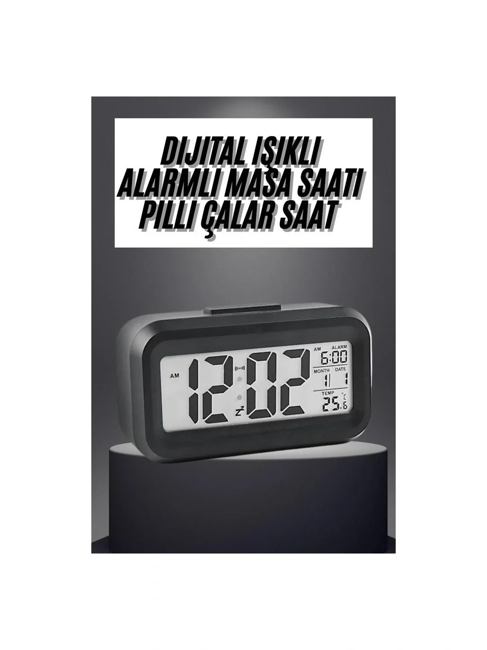 Digital Desk Clock Calendar Thermometer White Black (5563) #3