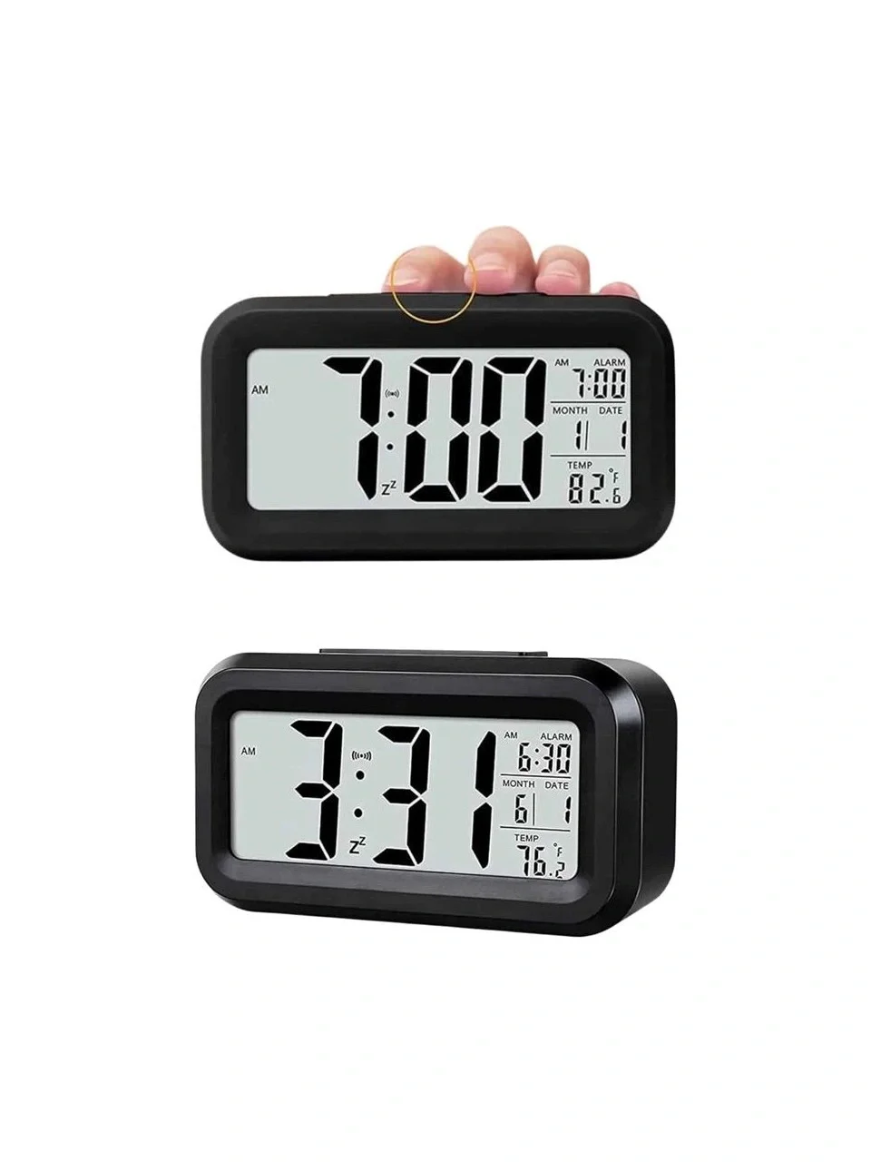 Digital Desk Clock Calendar Thermometer White Black (5563) #4