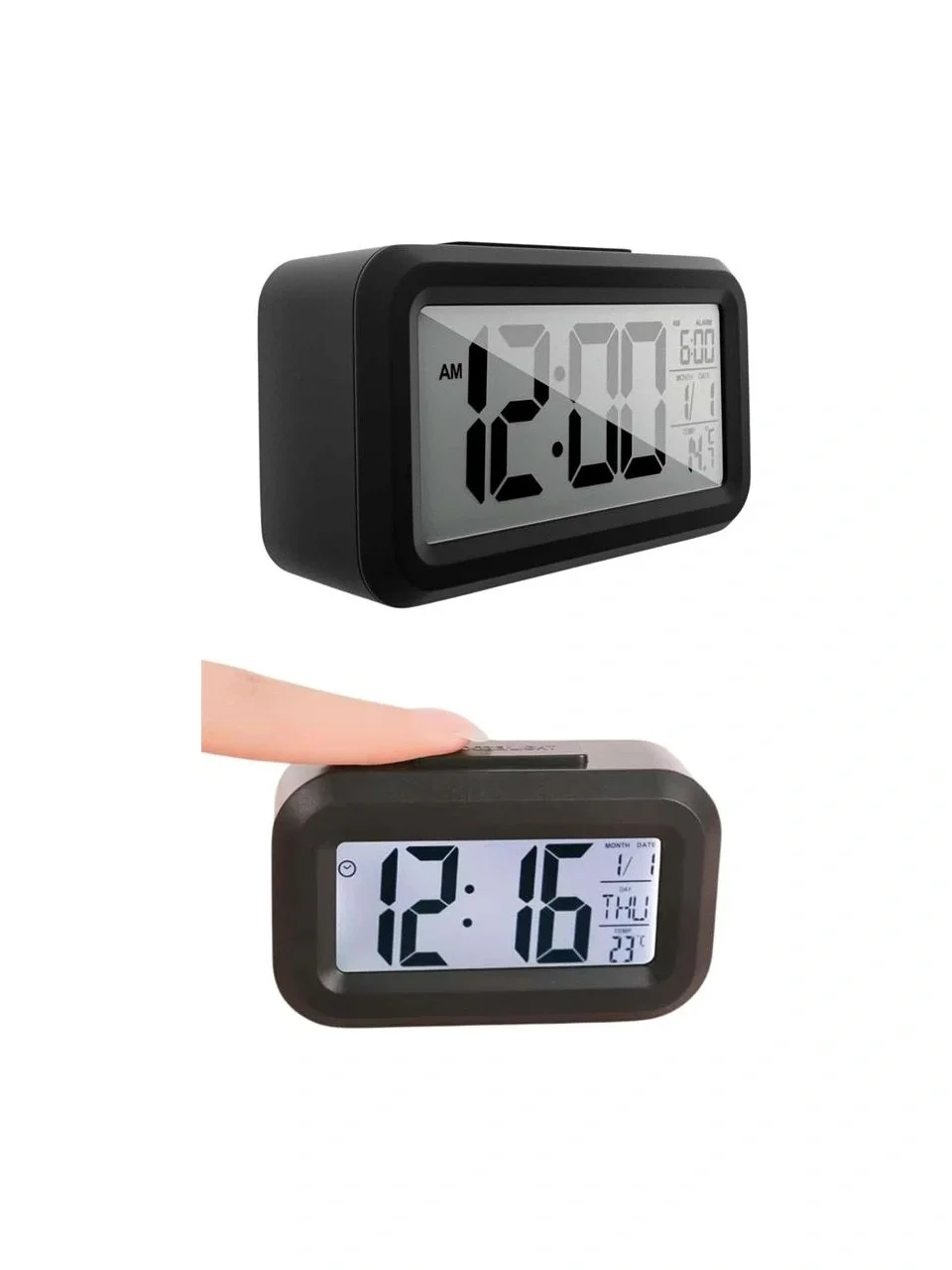 Digital Desk Clock Calendar Thermometer White Black (5563) #5
