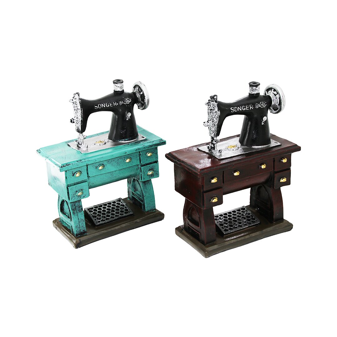 Vintage Decorative Sewing Machine Figurine - Colorful Piggy