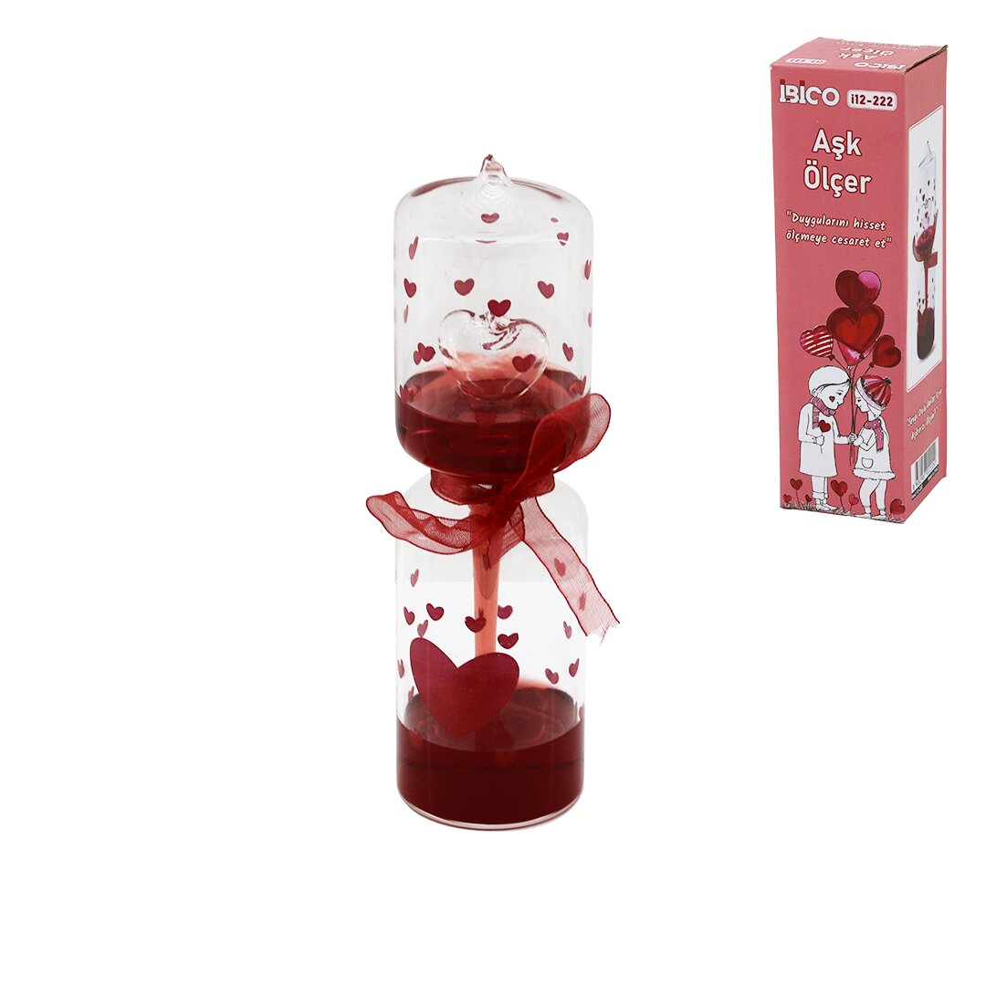 13-222 Love Meter Dome - Glass Red Water Hand Heat = Love Te