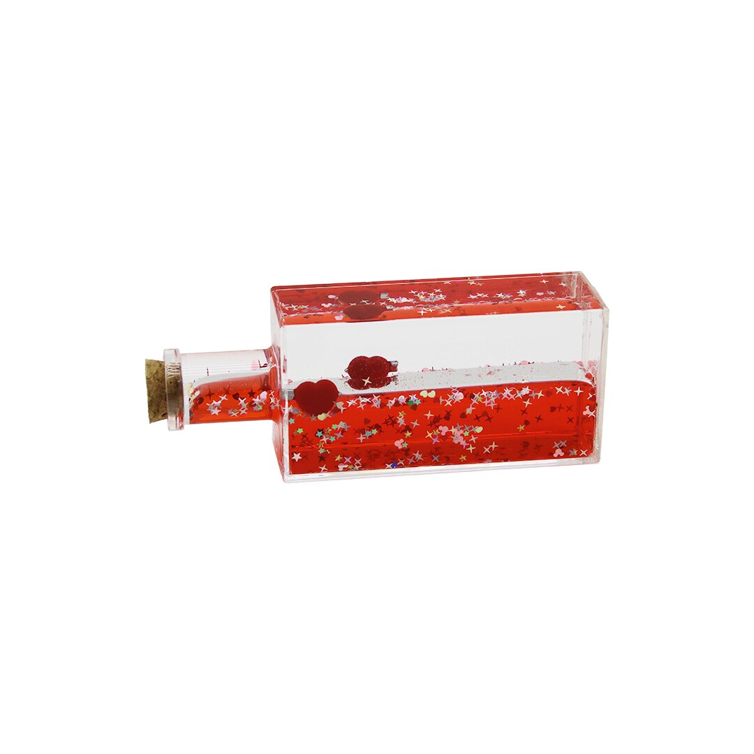 Red Water Heart - Star Rectangle Mica Bottle Floating Decora