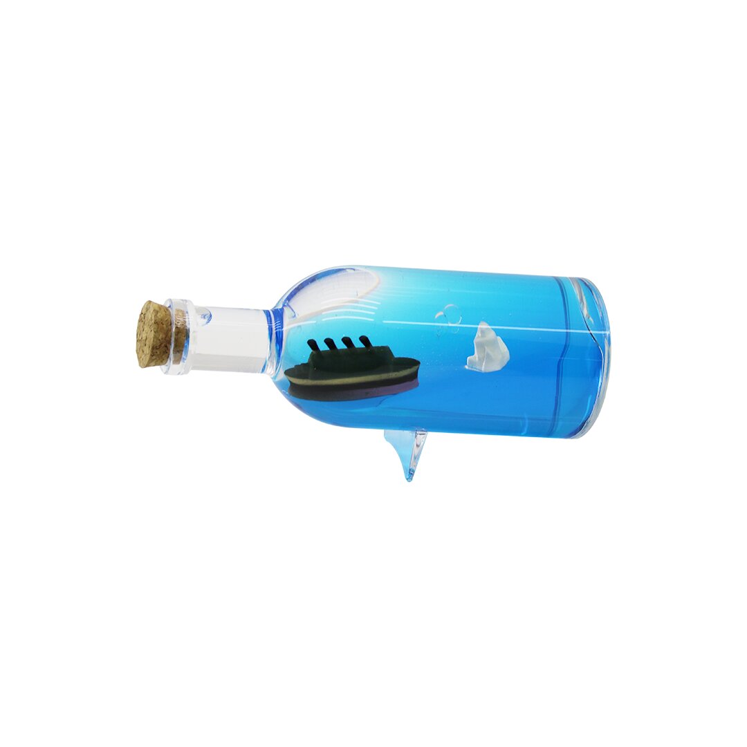 Blue Water Ship - Round Mica Bottle Island Floating Non-Sink