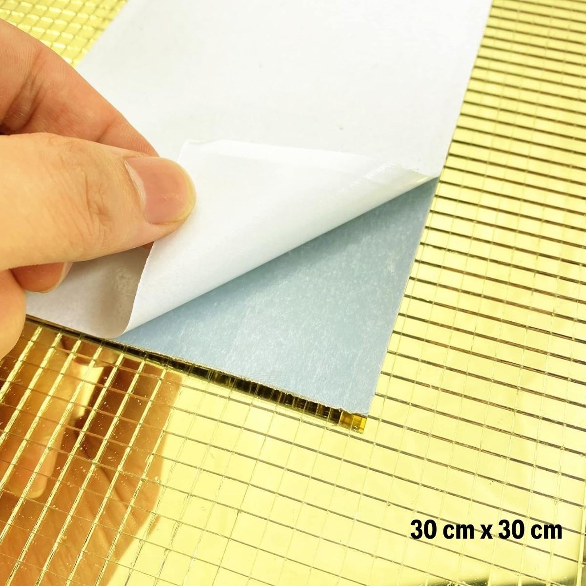 Square Gold Glass Mosaic Tile Stickers Self-Adhesive Mirror Panel #5