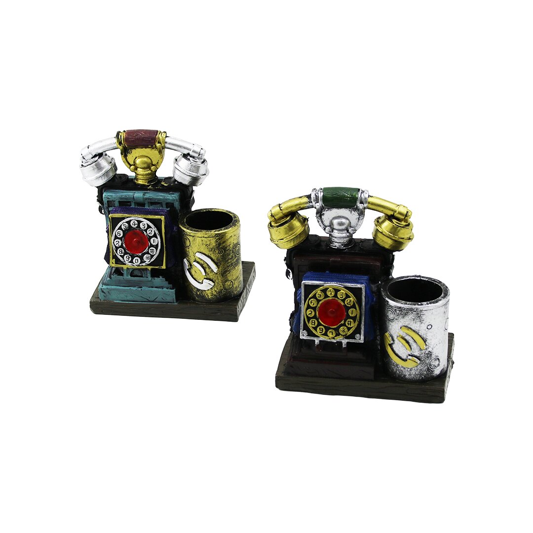 Vintage Rotary Phone Decorative Figurine - Colorful Pen Hold
