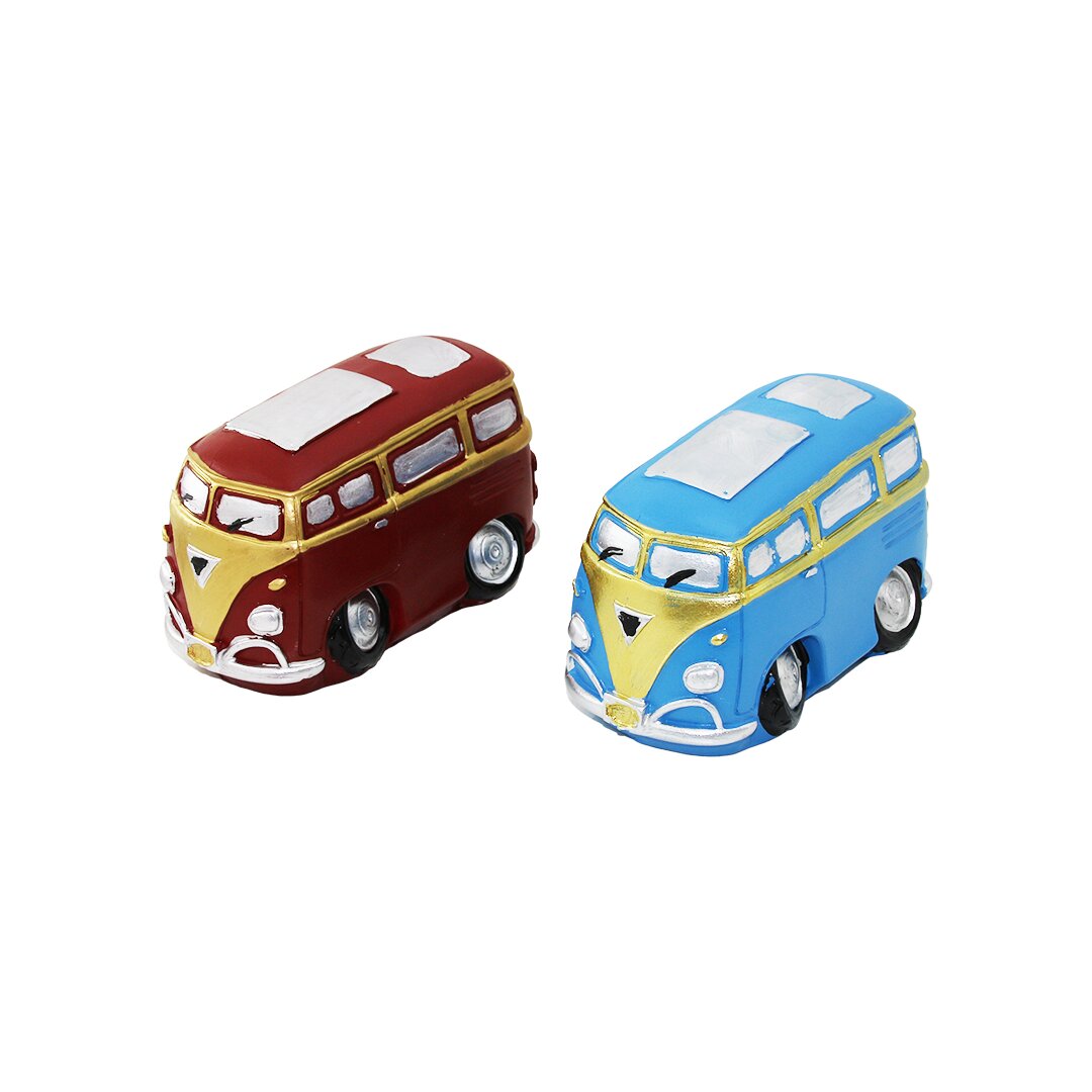 Vintage Bus Decorative Figurine - Colorful Piggy Bank 10x13.