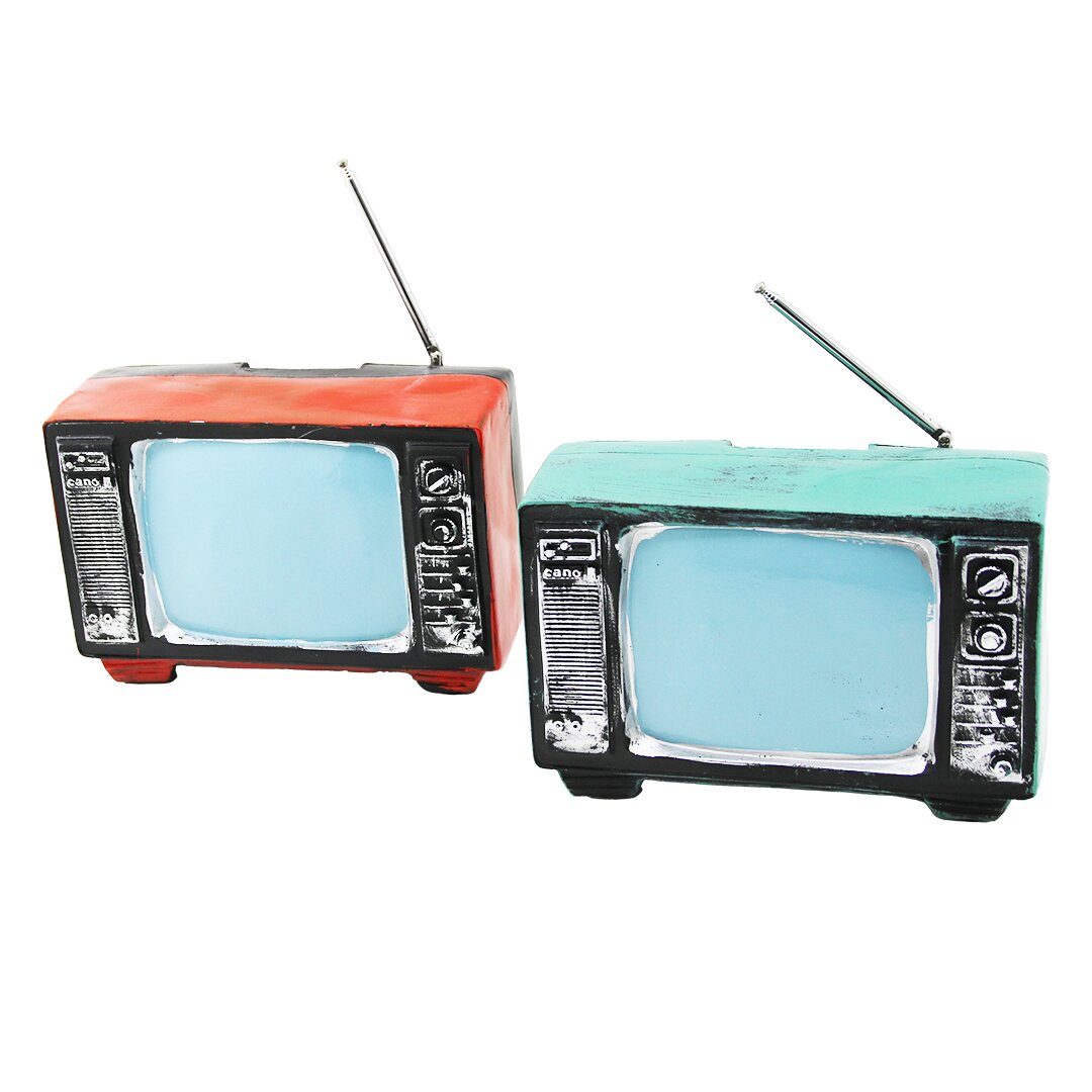 Vintage TV Decorative Figurine - Multicolor Resin 17X11X10.5