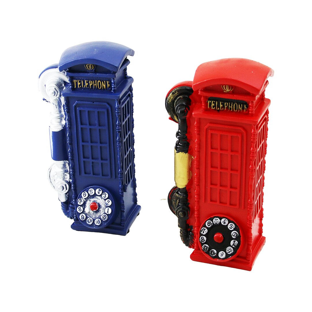 Vintage Phone Booth Decorative Figurine - Colorful Piggy Ban