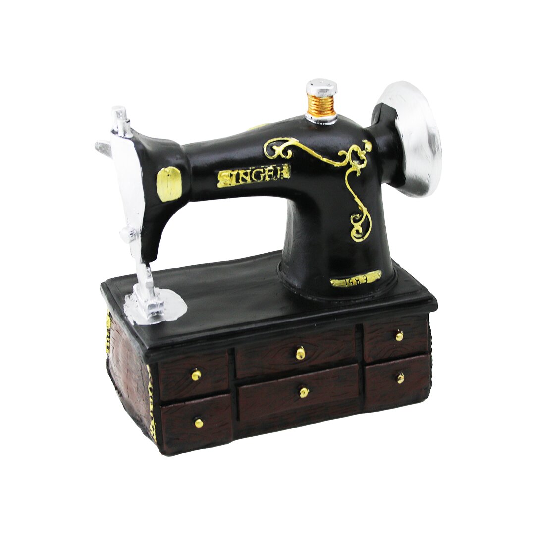 Vintage Sewing Machine Decorative Figurine 20x15x8.5cm Resin