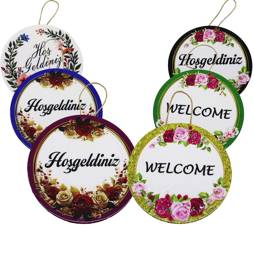 Round Epoxy Large Door Welcome Sign - Random Design (5563)