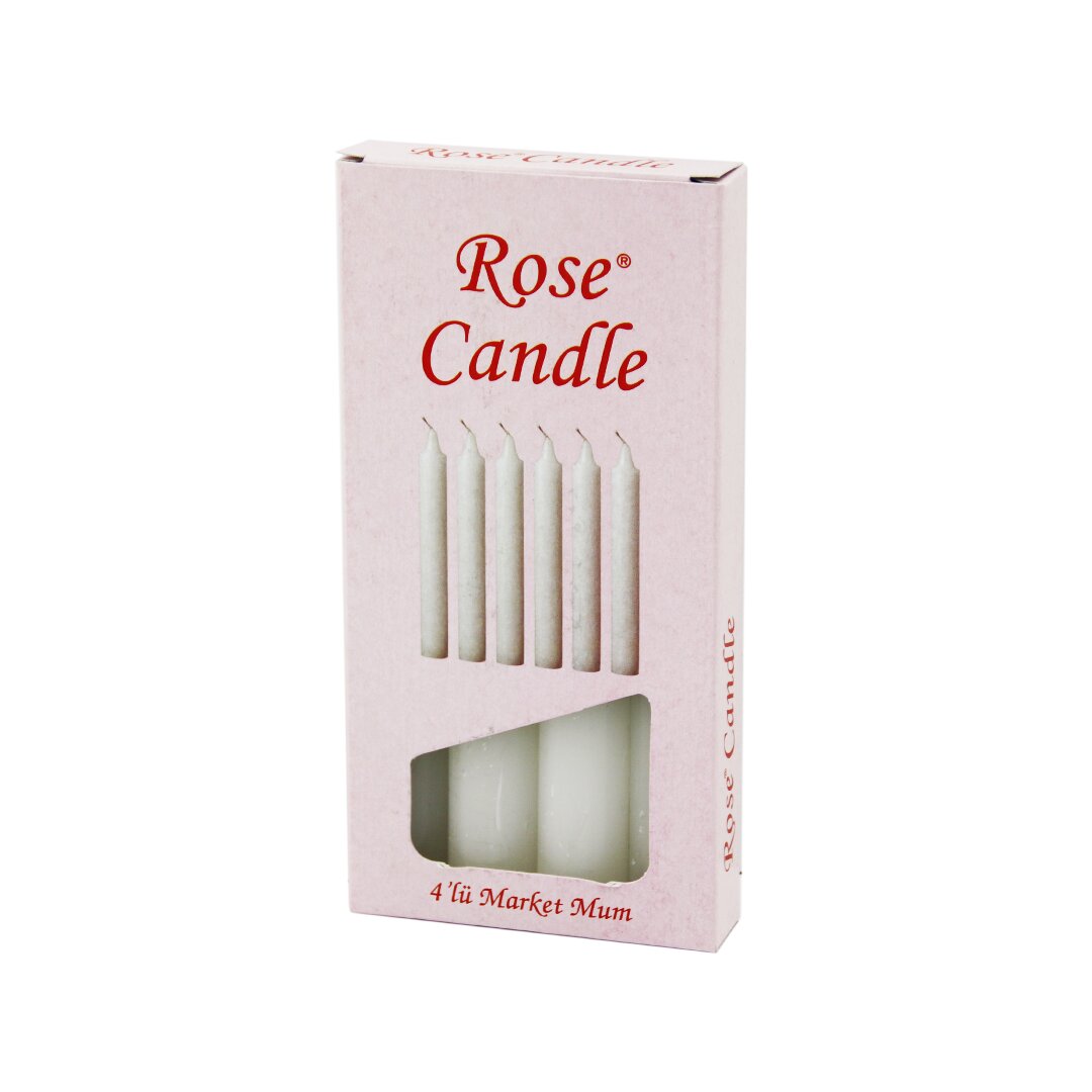 4PCS White Classic Market Candles - Diameter 2CM, Length 15C