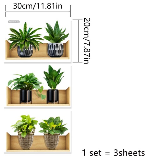 Shelved Plant Design Self-Adhesive Sticker 20*30 cm 3-Pack (5563) #5