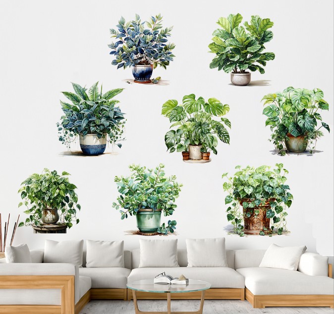 Potted Flower Design 8-Piece Sticker Set (5563)