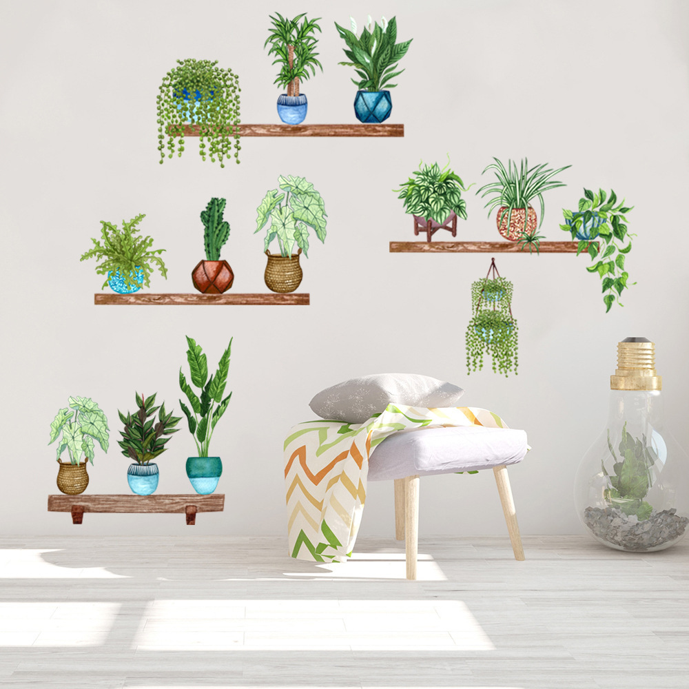 Shelf Potted Flower Design Adhesive Sticker (5563) #2