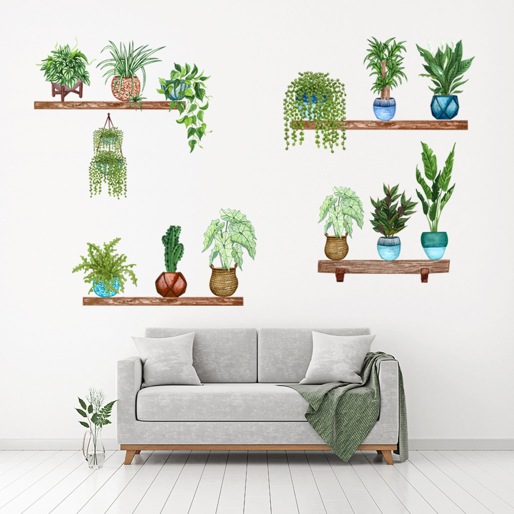 Shelf Potted Flower Design Adhesive Sticker (5563) #3