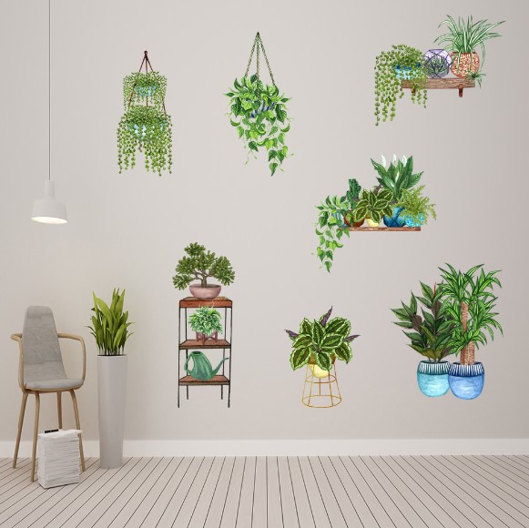 Potted Flower Design Adhesive Sticker (5563) #5