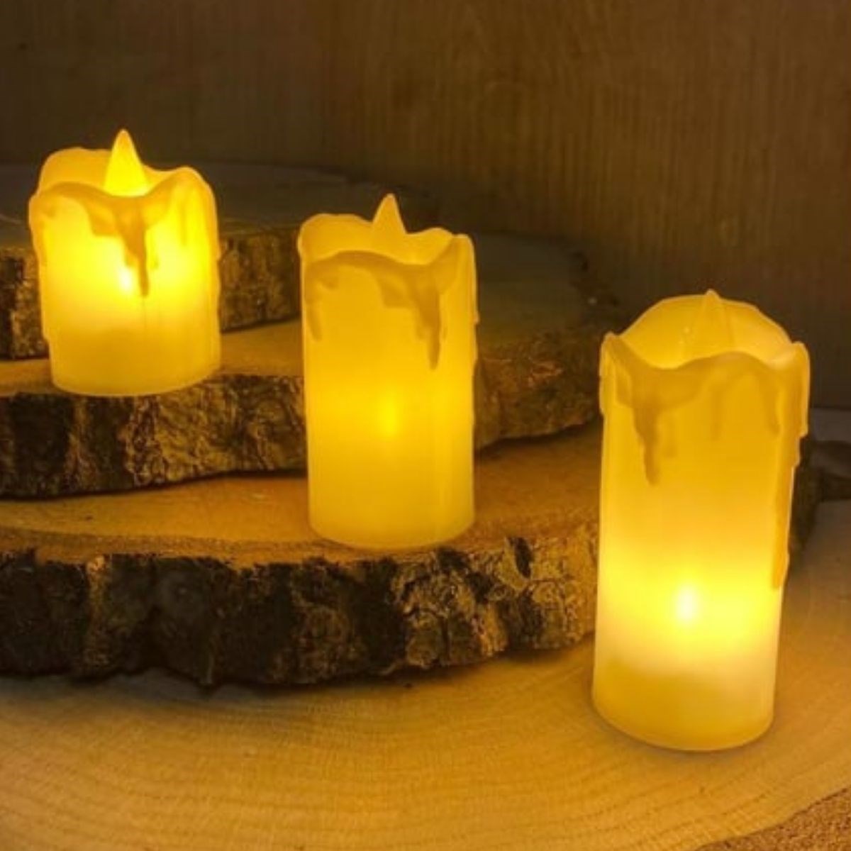 3’lü Pilli Dekoratif LED Mum Işıkları – Gerçek Alev Efektli (5563) #2