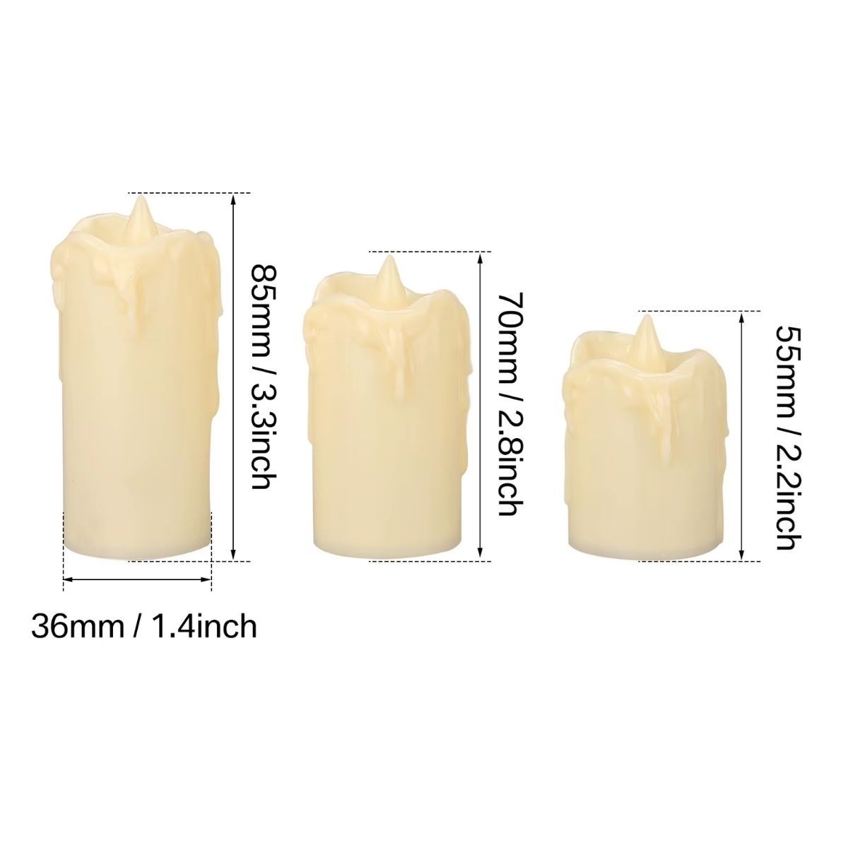 3’lü Pilli Dekoratif LED Mum Işıkları – Gerçek Alev Efektli (5563) #3
