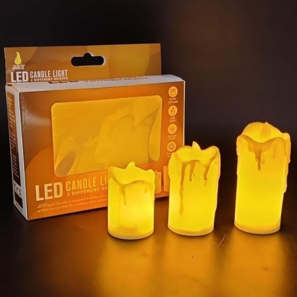 3’lü Pilli Dekoratif LED Mum Işıkları – Gerçek Alev Efektli (5563) #4