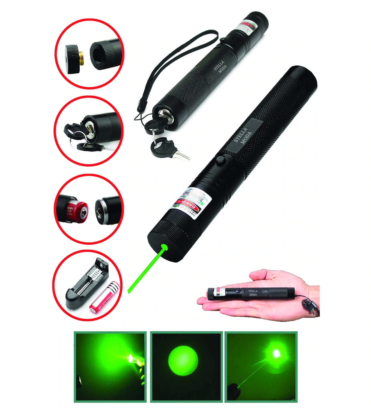 Aufladbarer grüner Laserpointer 100 Mw (5563)