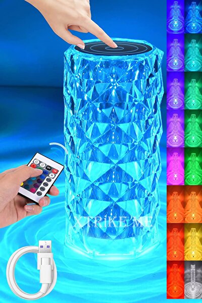 Kristal Elmas Masa Lambası 16 Renk USB Şarjlı Dokunmatik (5563) #3