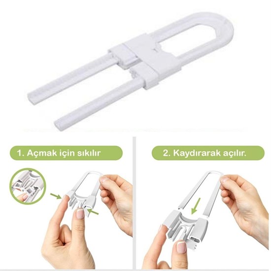 Bebek Çocuk Çekmece ve Dolap Koruma Raylı Güvenlik Sistemi Emniyet Kilidi (5563) #2