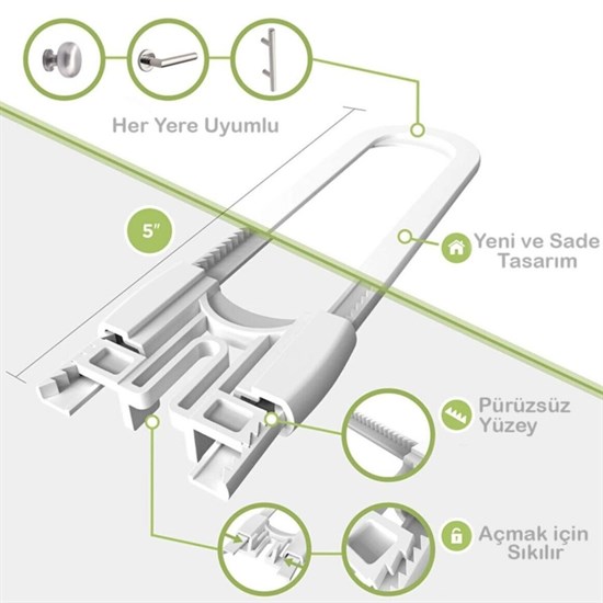 Bebek Çocuk Çekmece ve Dolap Koruma Raylı Güvenlik Sistemi Emniyet Kilidi (5563) #5