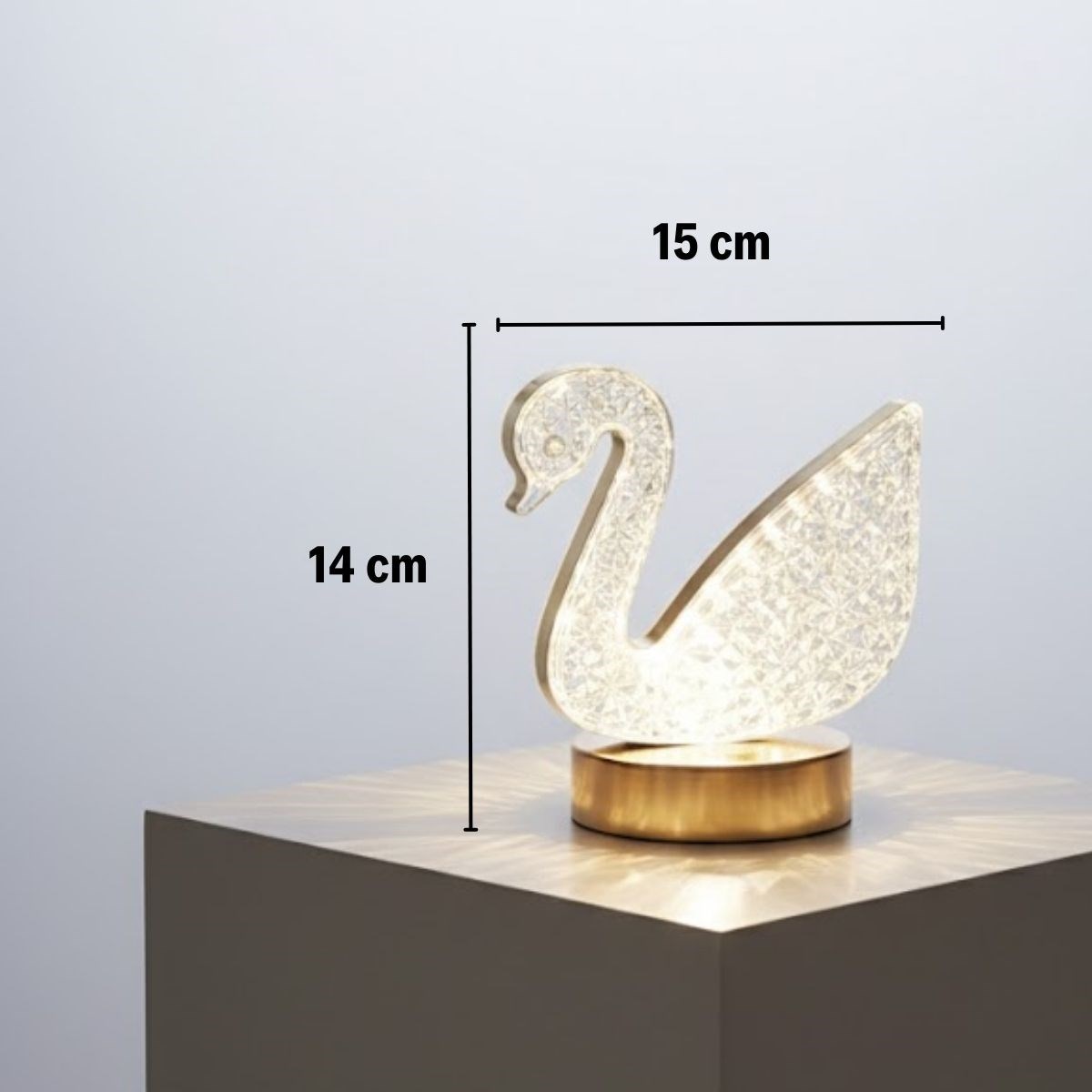 Kuğu Model Kristal LED Masa Lambası – Dokunmatik, 3 Renk Işık Modlu, Şarjlı Mini Dekoratif Gece Lambası (5563) #5