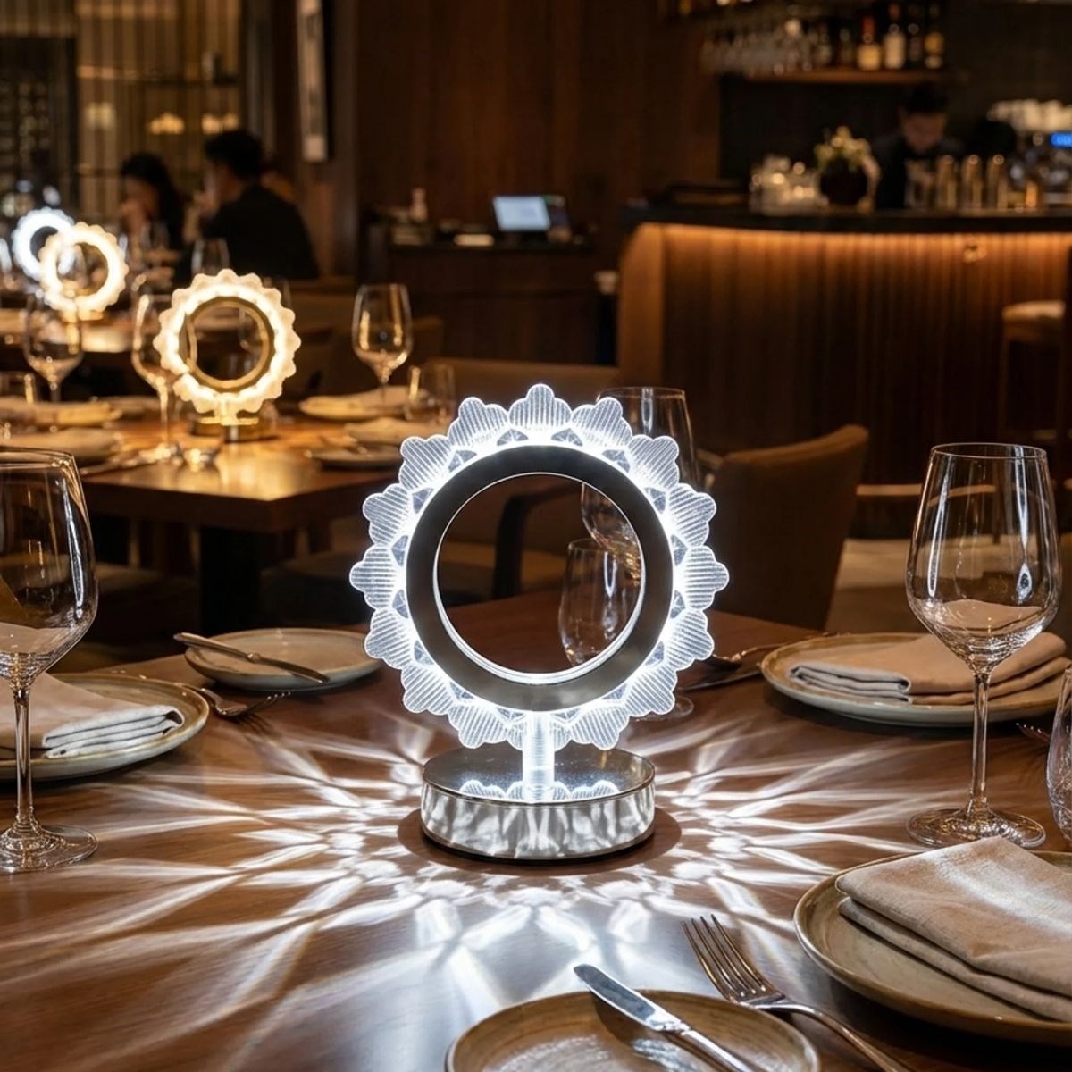 Güneş Şeklinde Kristal LED Masa Lambası – Dokunmatik, 3 Renk Işık Modlu, Şarjlı Mini Dekoratif Gece Lambası (5563) #4