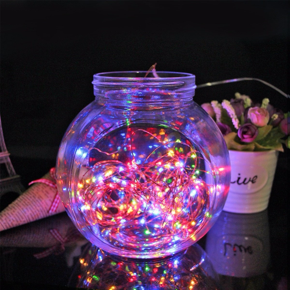 Pilli Renkli Peri Led Işık Dekoratif Aydınlatma 5 Metre RGB Led (5563) #4