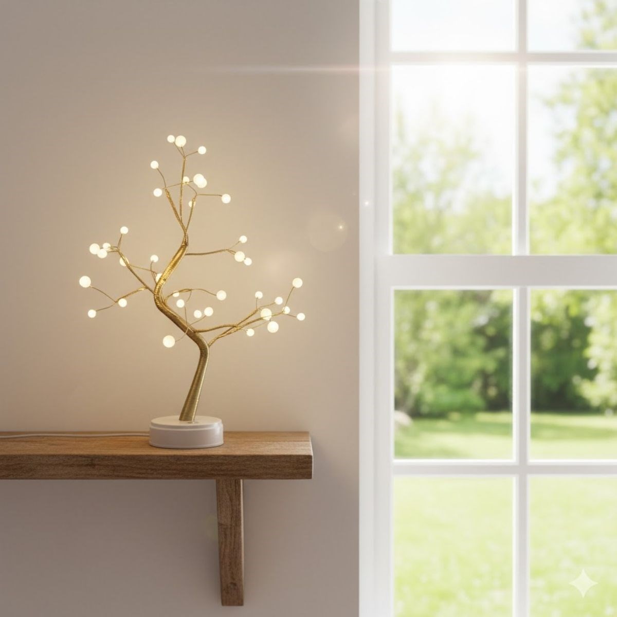 Masaüstü Boncuklu Şarjlı Ağaç Lamba – 3 Kademeli Dokunmatik Işık, Dekoratif LED Masaüstü Ortam Aydınlatması (5563) #2
