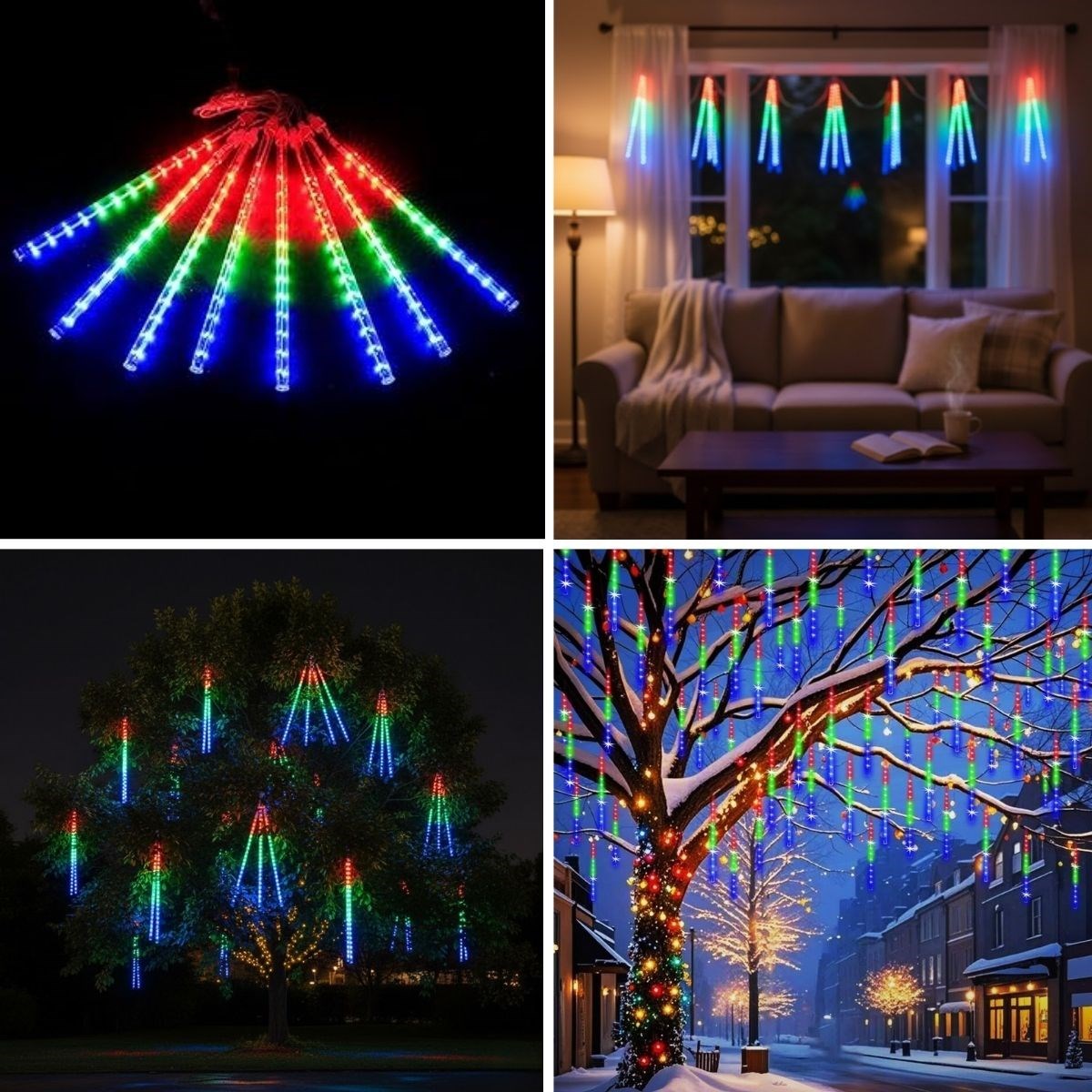 10-Pack 45 CM RGB LED Meteor String Light 2m USB Cable Tree