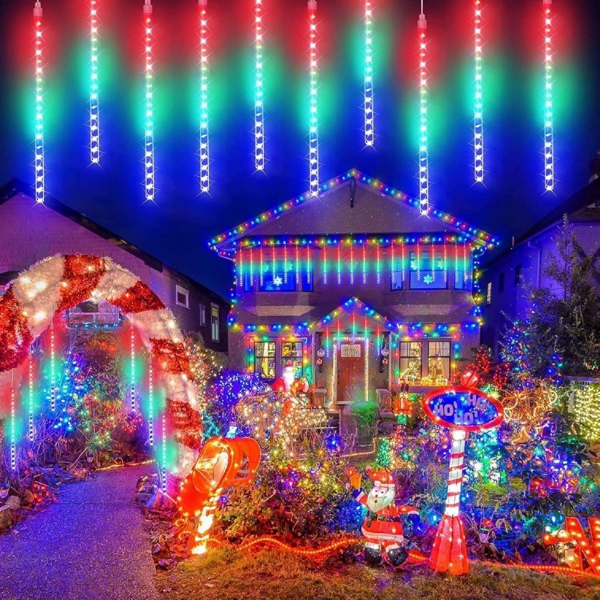 10er Set 45 CM Kunststoff Meteor 2m Kabel LED USB RGB Baum-Licht – Farbwechsel Hängend Dekorativ Garten und Außenbereich Beleuchtung (5563) #3