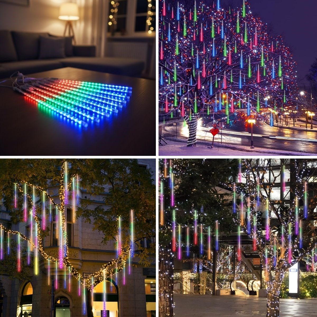 10er Set 45 CM Kunststoff Meteor 2m Kabel LED USB RGB Baum-Licht – Farbwechsel Hängend Dekorativ Garten und Außenbereich Beleuchtung (5563) #4