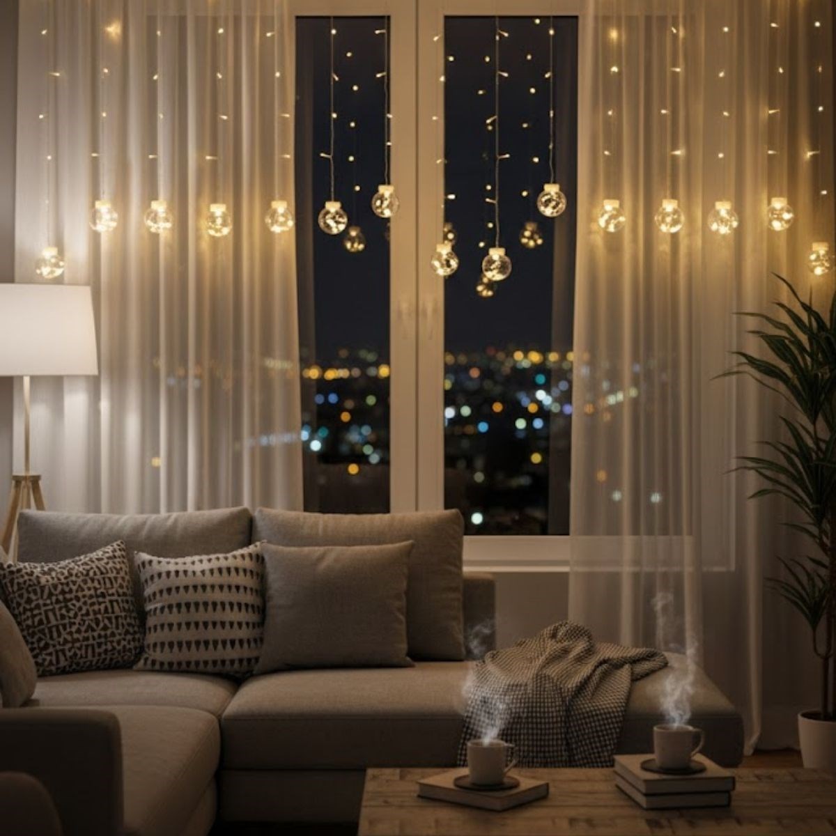 10 Sarkıtlı Kumandalı Dekoratif Top İçi Mini Toplu LED Günışığı Rengi Dekoratif Aydınlatma (5563) #2